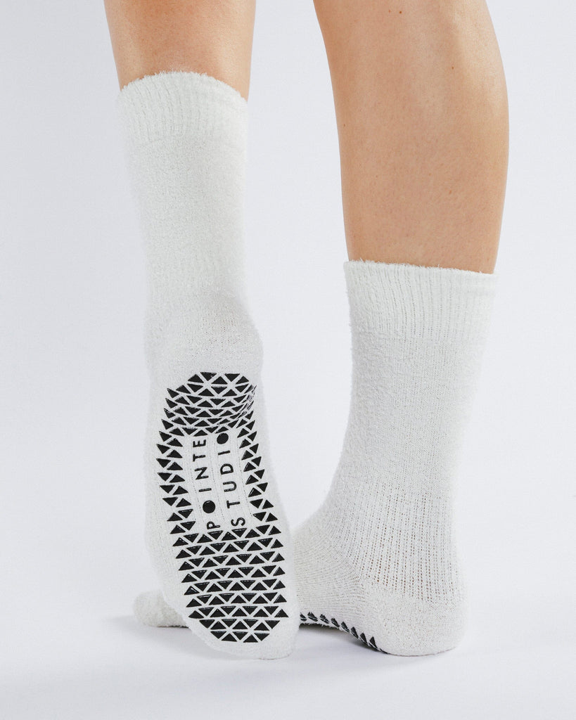 Happy Cloud Crew Grip Sock - Bone