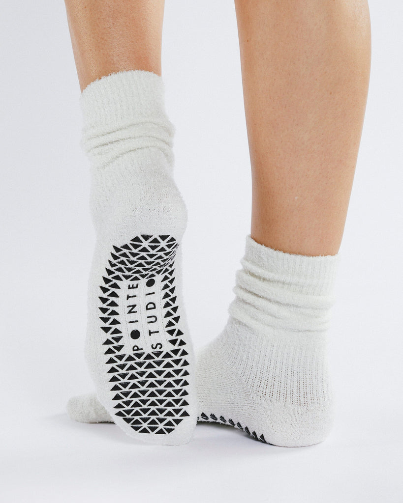 Happy Cloud Crew Grip Sock - Bone