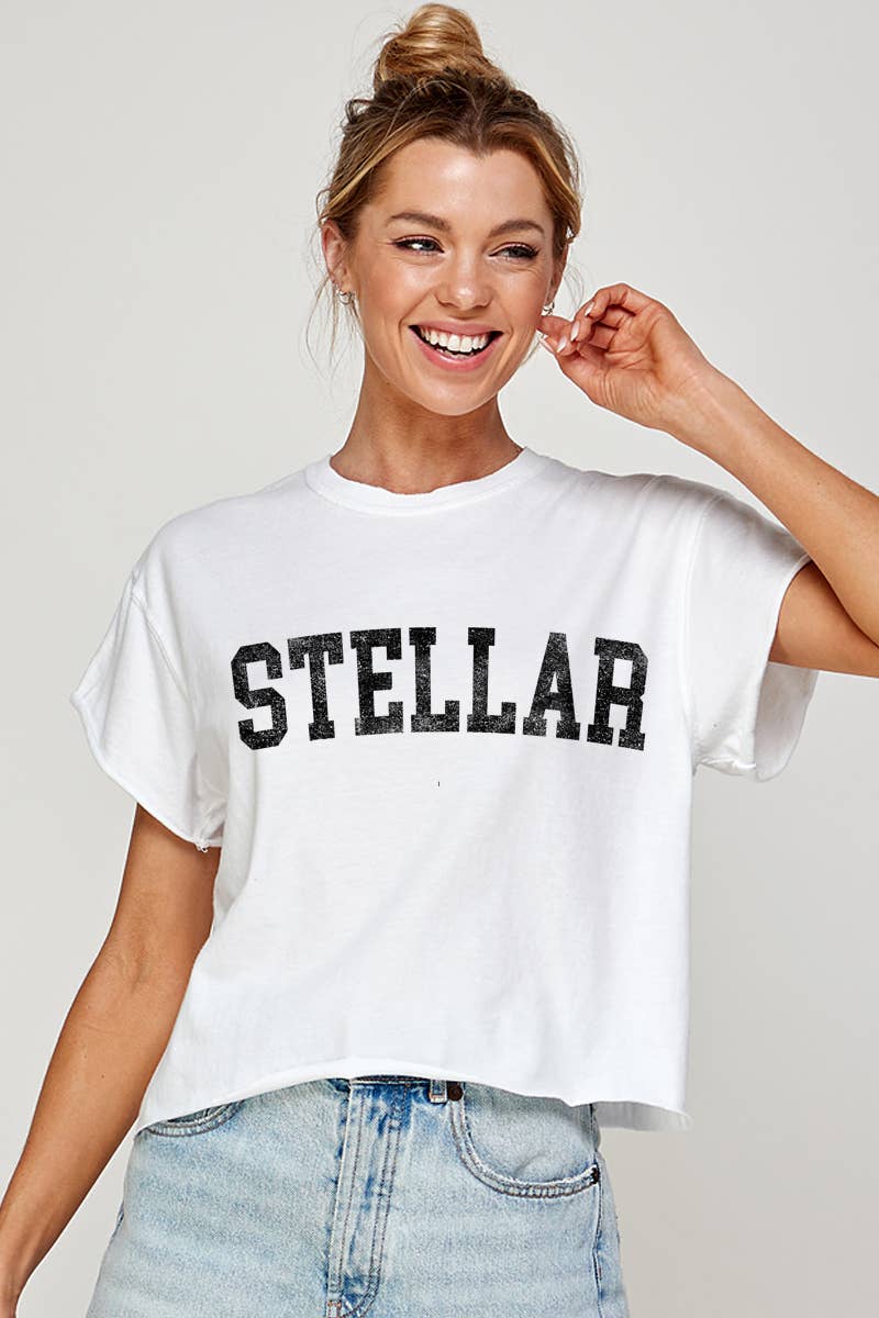 Stellar Vintage Graphic Crop Top - White