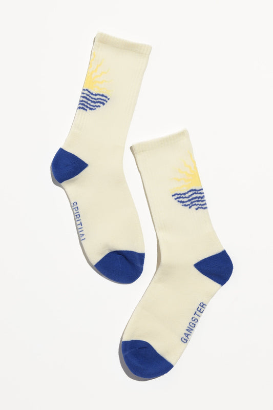 Sea Sun Crew Sock - White/Wisteria