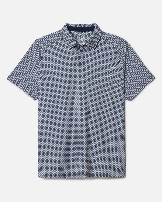 Mens Commuter Polo - Zen Blue Tile Print