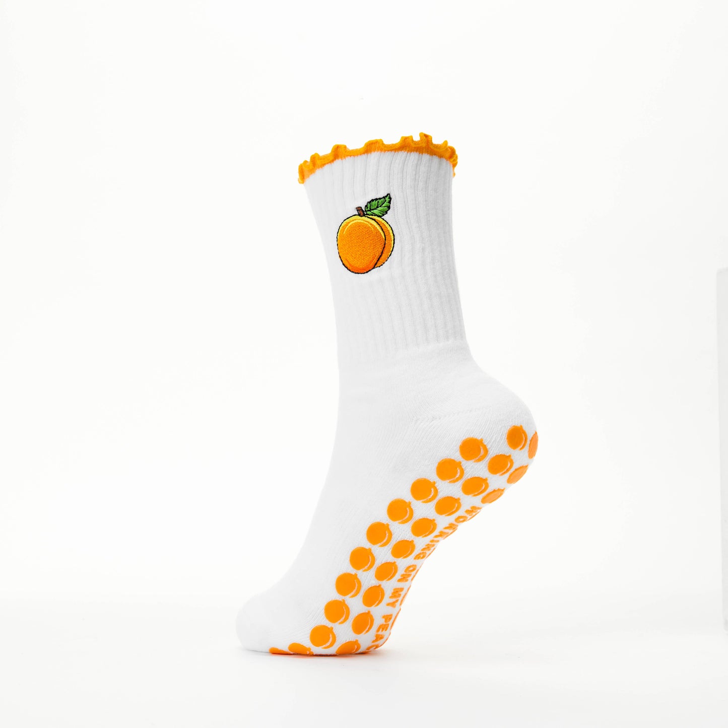 Working On My Peach Grip Socks