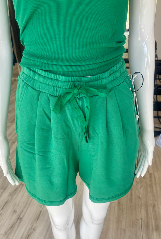 Softest Fleece Pleated Short - Campus Green