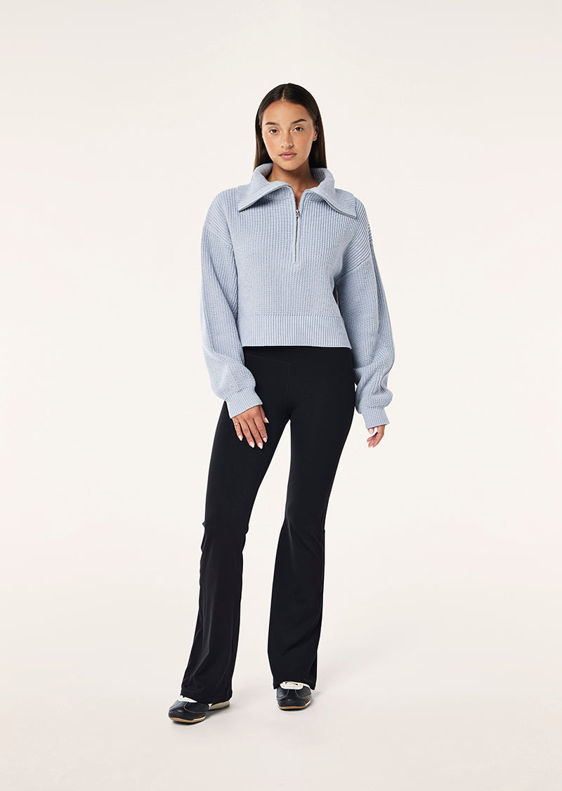 High Season Zip Neck Knit - Ice Blue
