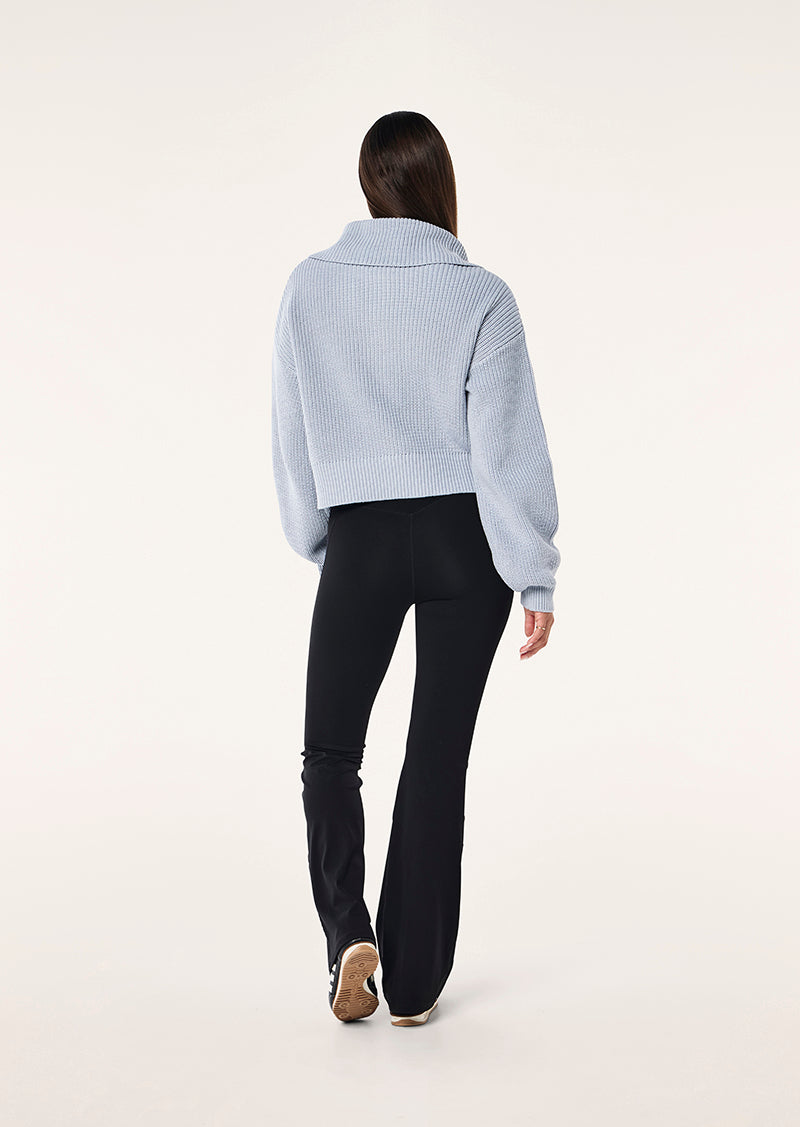 High Season Zip Neck Knit - Ice Blue