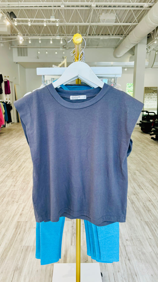 Cloud Jersey Cropped Muscle Tee - Charcoal