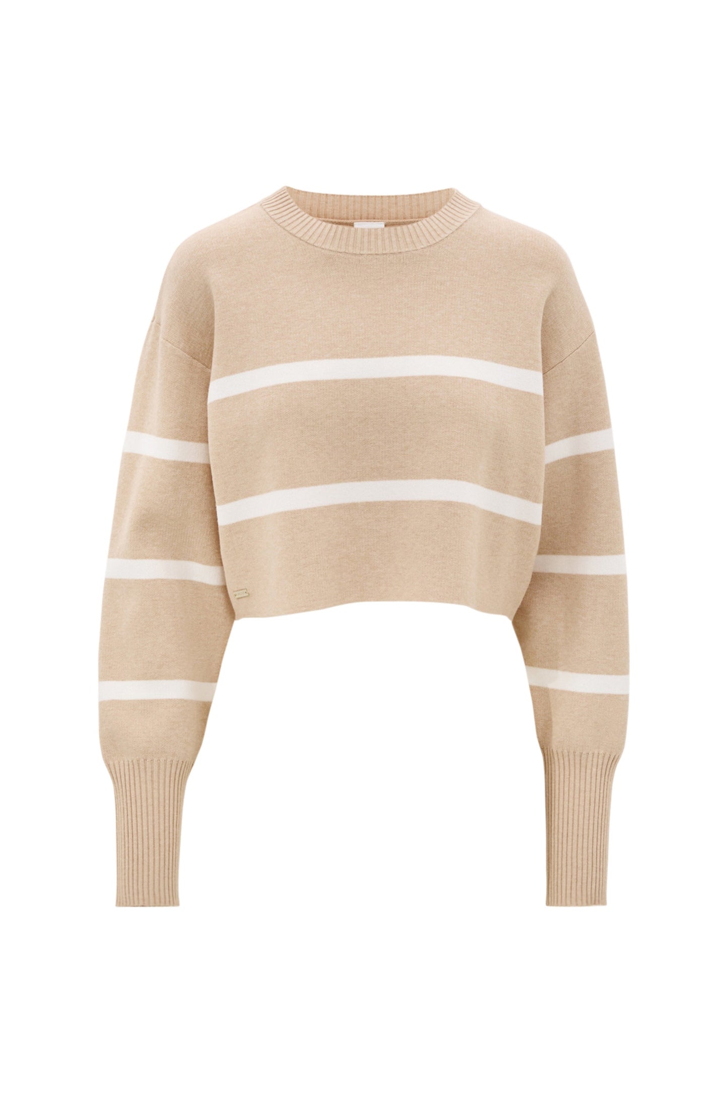 Olly Cropped Striped Sweater - Beige Melange