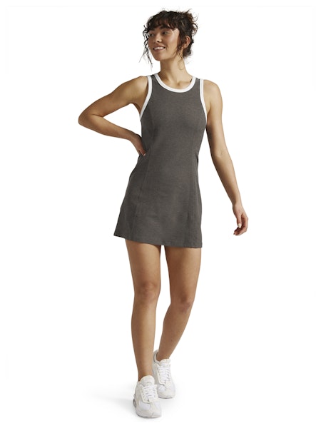 Spacedye Outlines Dress - True Gray Hthr/ White
