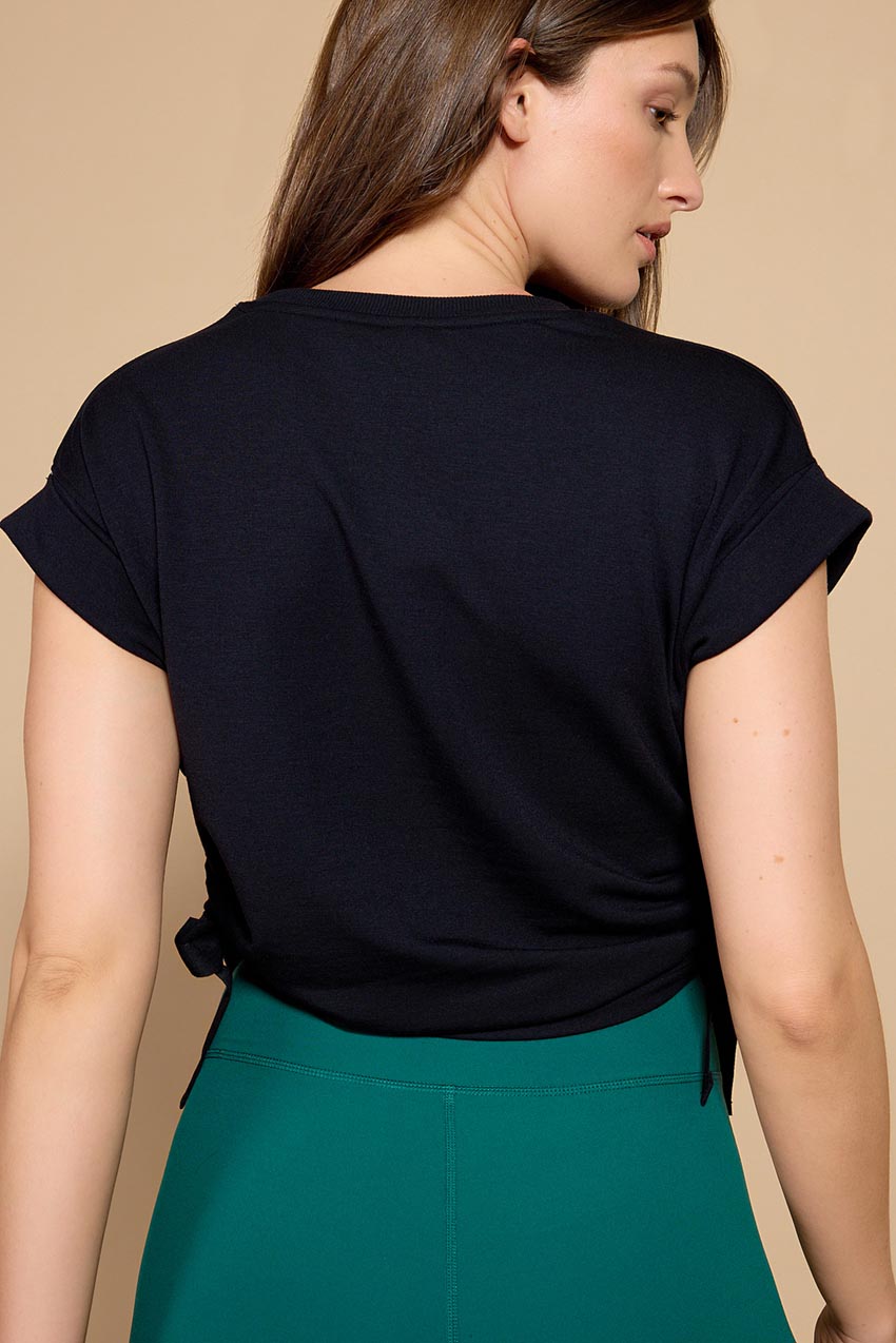 Serene Side Cord Sleeveless Sweatshirt - Black
