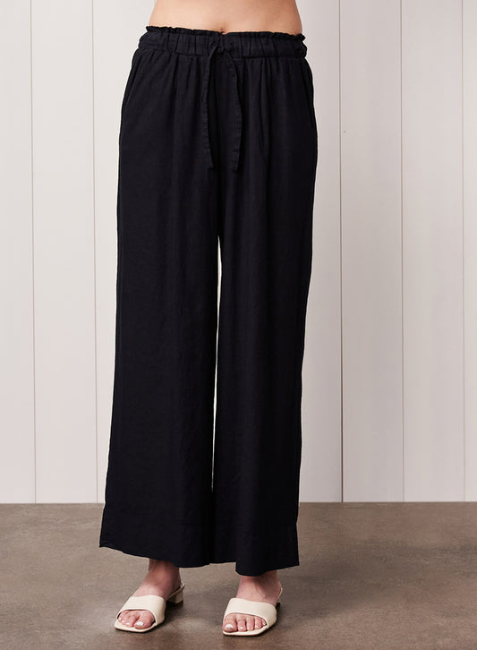 Linen Drawstring Trouser - New Navy