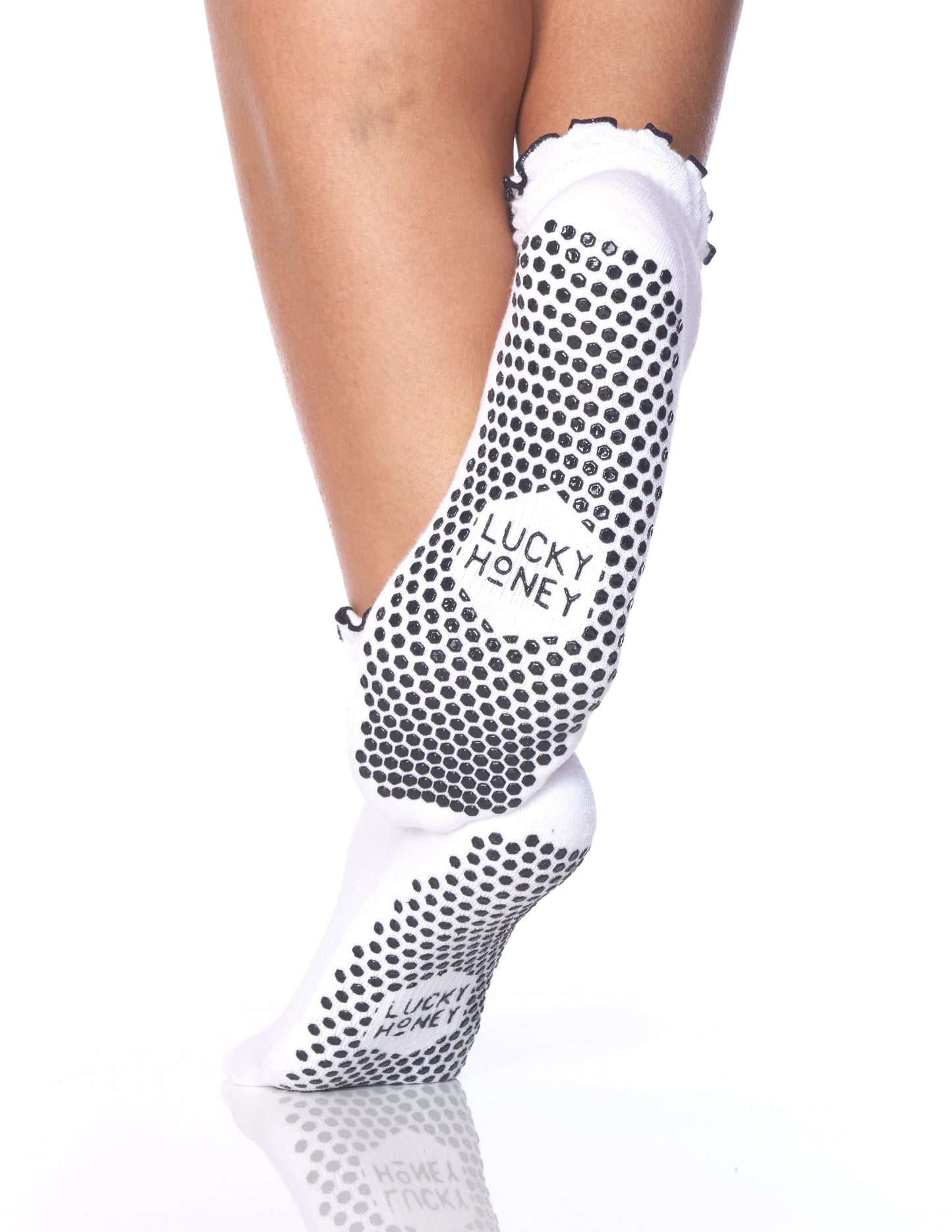 The Ruffle Grip Sock - White