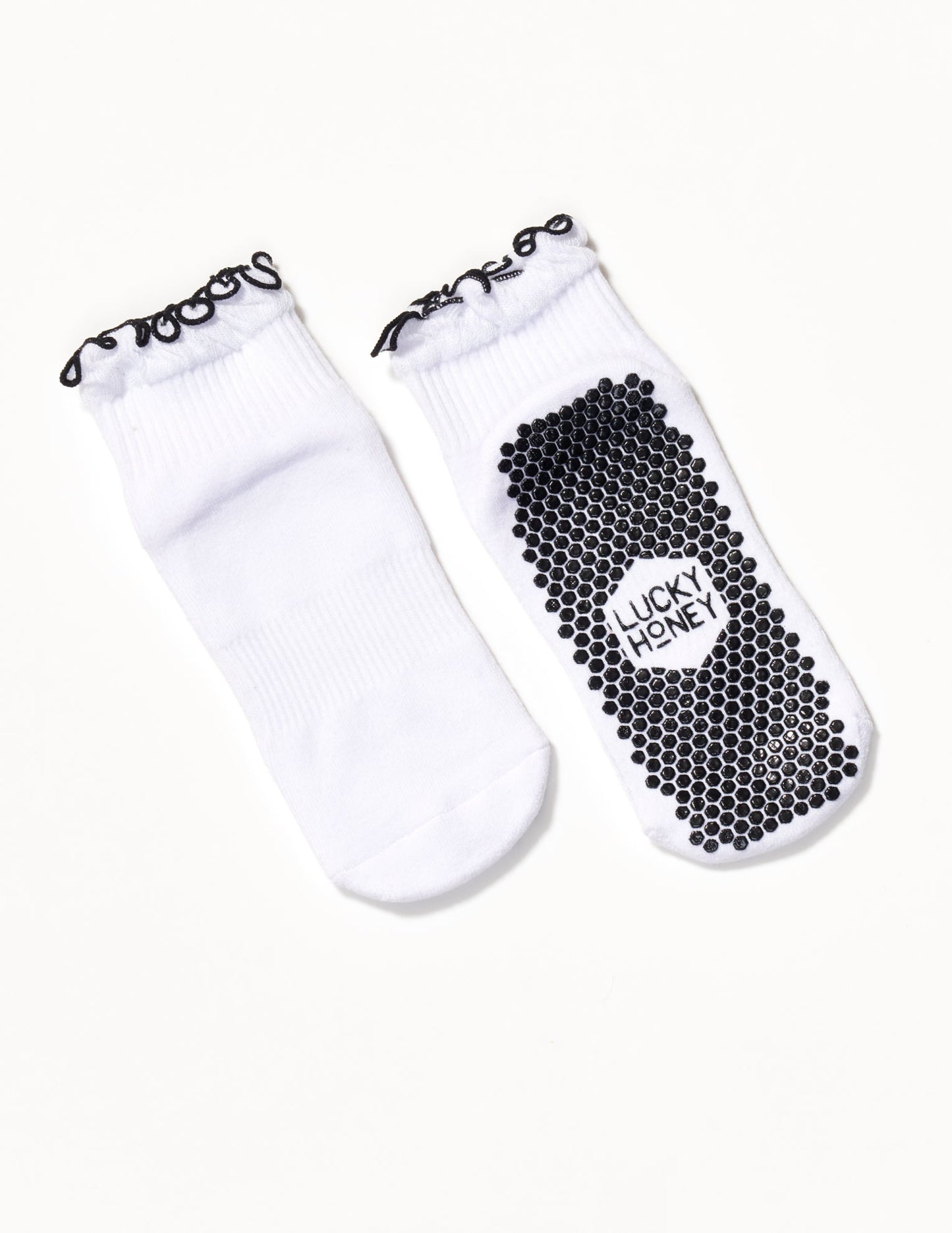 The Ruffle Grip Sock - White